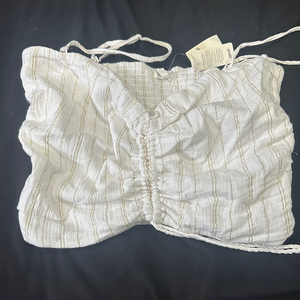 White Ruched Crop Top